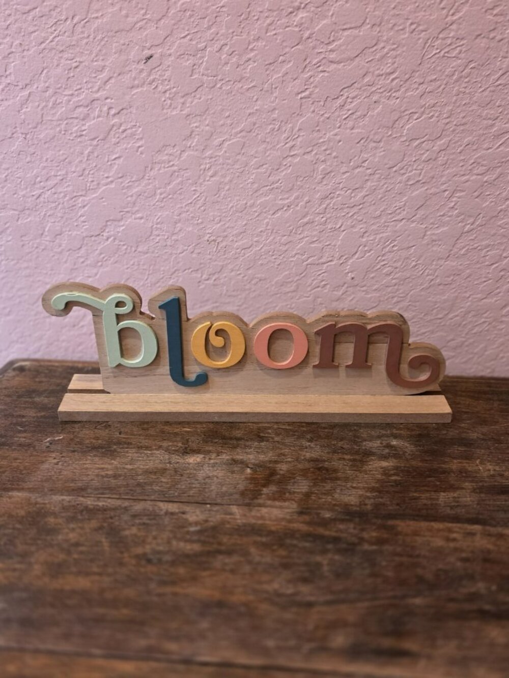 BLOOM Colorful Wood Table Shelf Home Decor Piece 12" Long 4.5" Tall 2" Deep B243